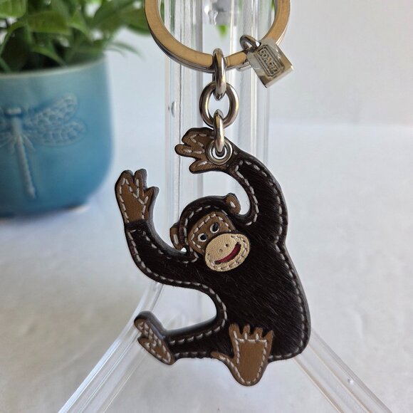 EUC & HTF Coach Calf-Hair and Leather Monkey Keychain - Picture 1 of 5